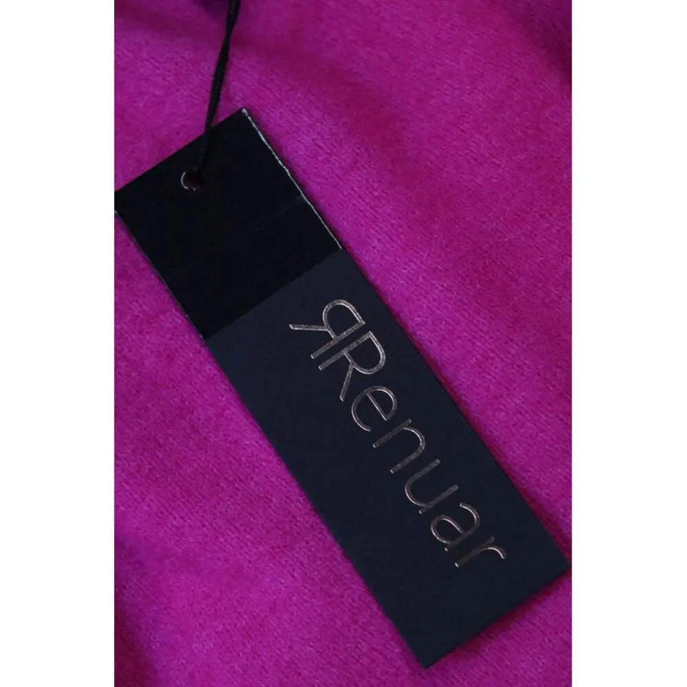 Renuar Womens Front Pockets Crew Neck Pullover Sweater Orchid Size XS